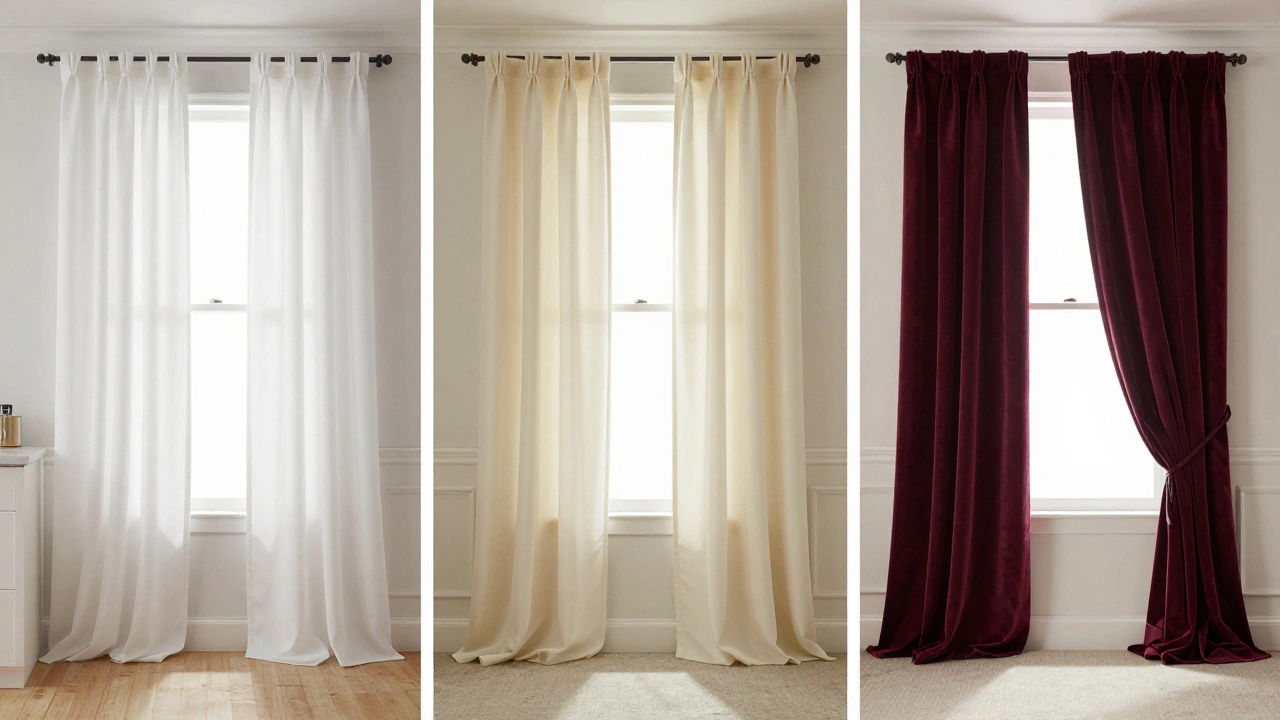 Comparison of knee-length, baseboard-kissing, and floor-pooling curtain styles