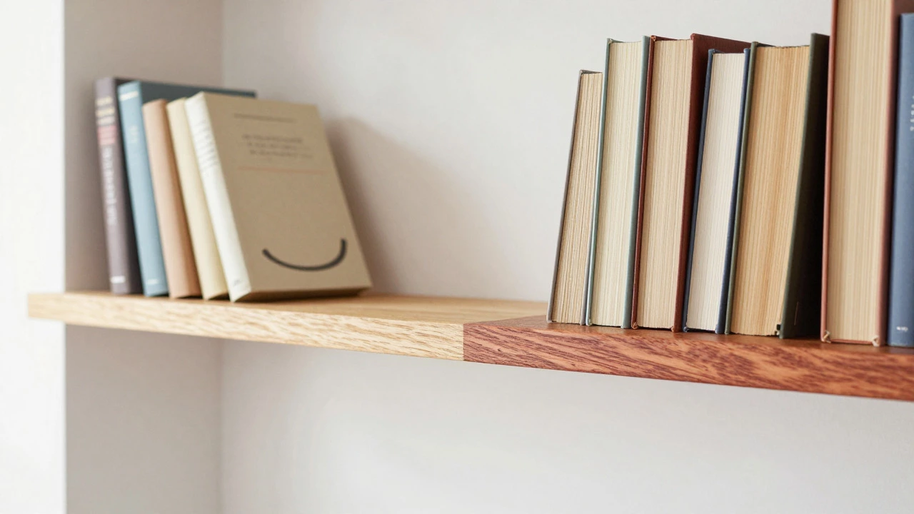 Comparison of sagging pine shelf versus rigid oak shelf