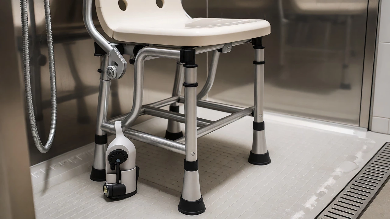 Medicare-covered shower chair in a safe bathroom